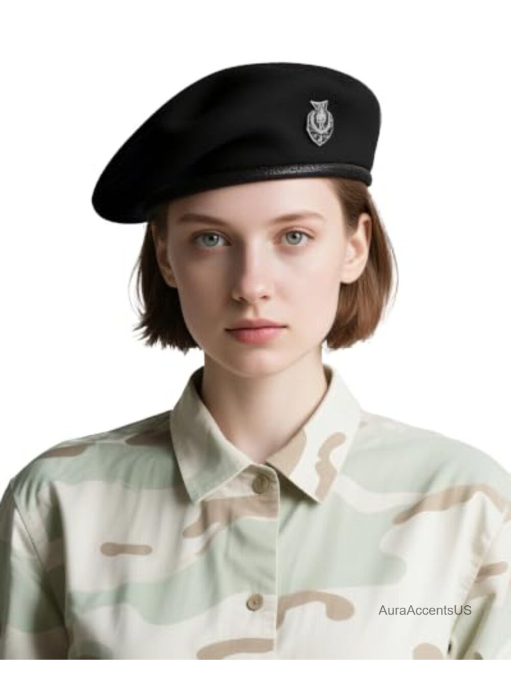 Vintage Wool Beret Hat Unisex Military Style